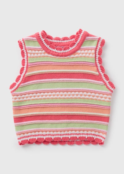 Girls Multicolour Stripe Crochet Vest Top (7-15yrs)