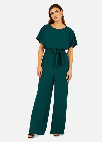 Mela Batwing Stretch Jumpsuit in Green