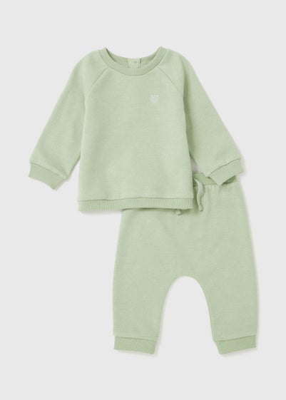 Baby Green Sweatshirt & Joggers Set (Newborn-23mths) - Age 0 - 3 Months