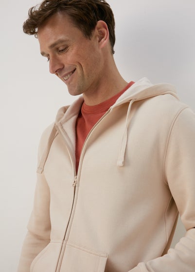 Beige Essential Zip Hoodie