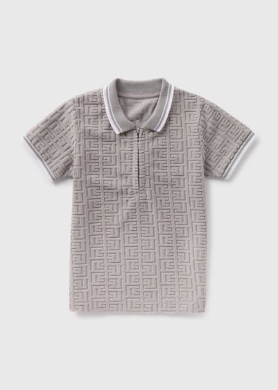 Boys Grey Burnout Polo Shirt (1-7yrs)