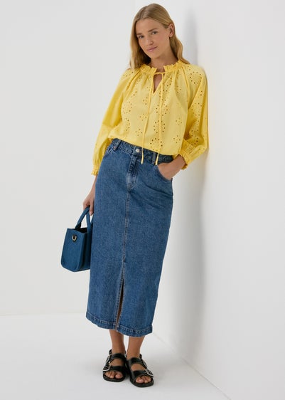 Lemon Broid Peasent Blouse Top