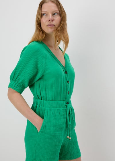 Green Double Cloth Playsuit