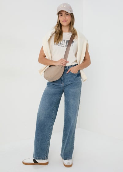 Mid Wash Wide Leg Jeans