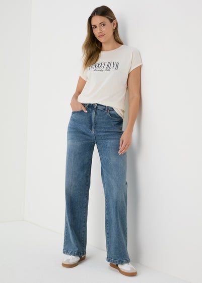 Mid Wash Wide Leg Jeans