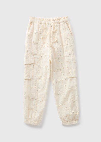 Girls Cream Co Ord Parachute Pants (7-13yrs)