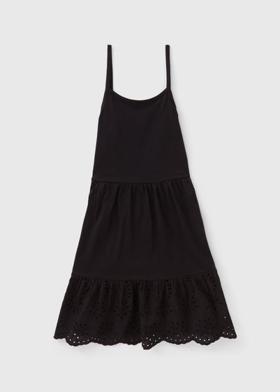 Girls Black Strappy Jersey Dress (7-13yrs)