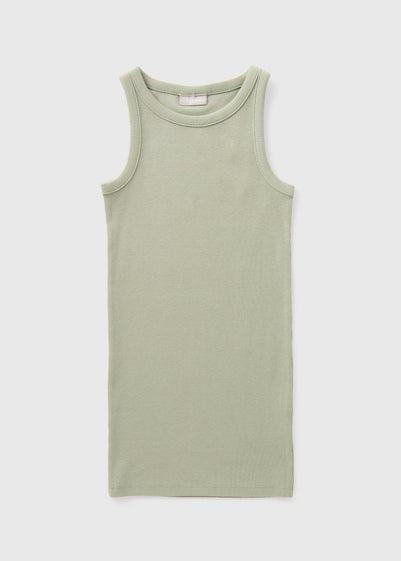 Girls Grey Ribbed Dress (7-15yrs)