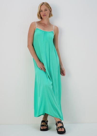 Turquoise Gold Trim Beach Dress