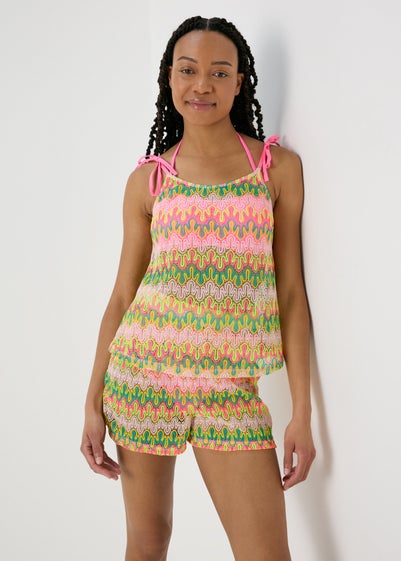 Multicolour Crochet Co Ord Shorts