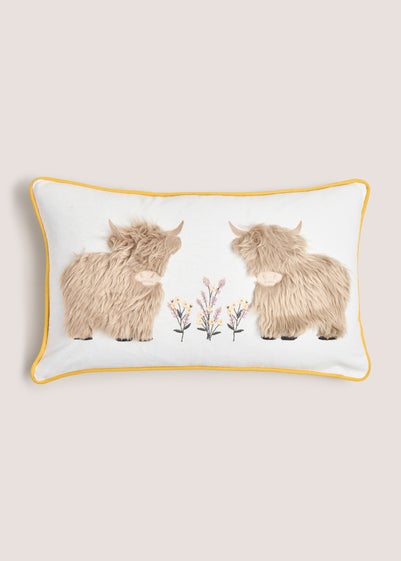 Yellow Fluffy Highland Cow Cushion