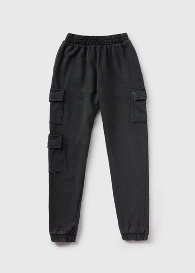 Girls Charcoal Loopback Cargo Joggers (7-15yrs)