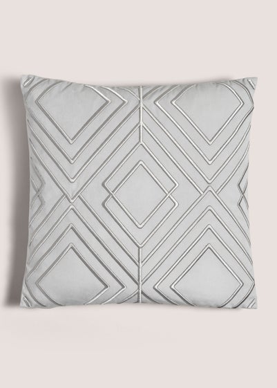 Grey 3D Diamond Embroidery Cushion