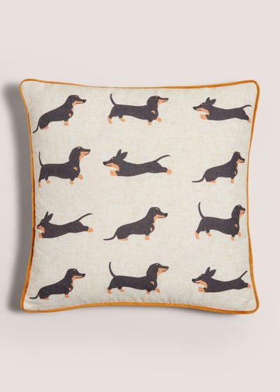 Ochre Sausage Dog Print Cushion