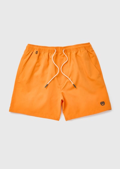 Orange Embroidered Swim Shorts