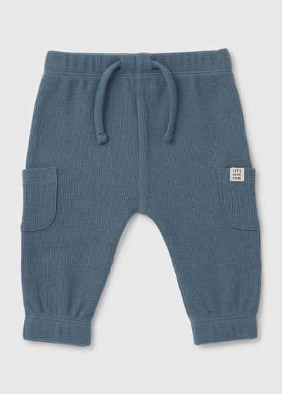 Baby Blue Ribbed Cargo Joggers (Newborn-23mths)