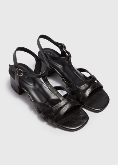 Soleflex Black Strappy Block Heels