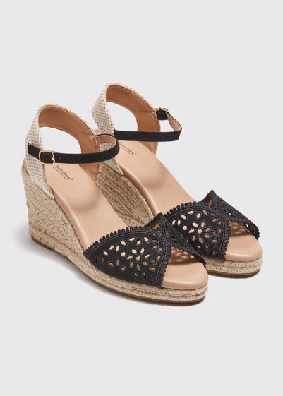 Black Lace Espadrille Sandals