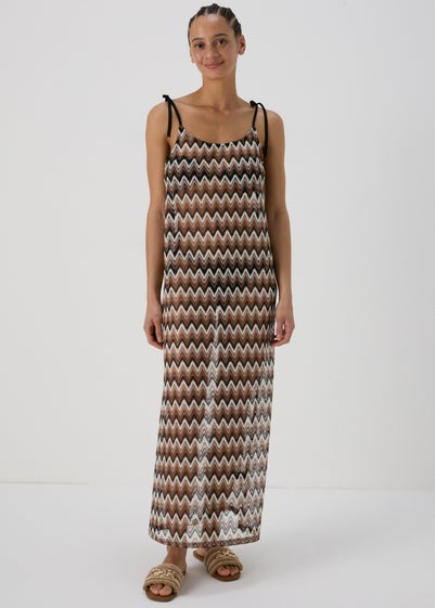 Multicolour Mono Zig Zag Design Crochet Dress