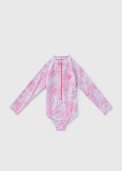 Girls Pink Tie Dye Swimsuit (1-7yrs)