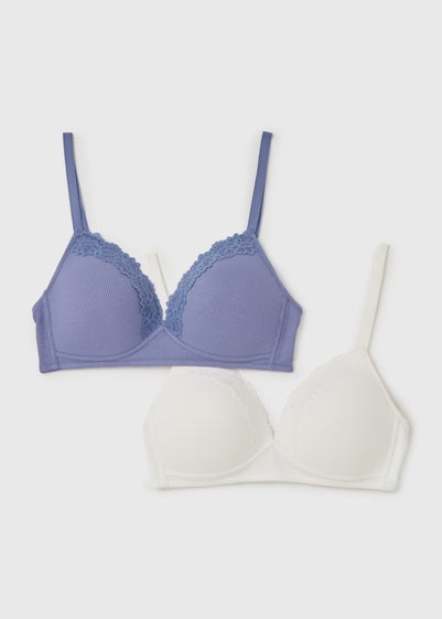 2 Pack Blue Padded Lace Bra - 32D