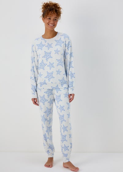 Grey Marl Star Print Pyjama Set - Extra small