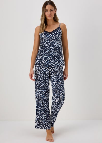Navy Blue Pattern Pants - Extra small
