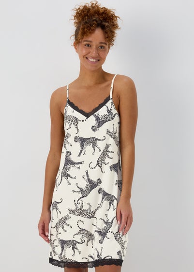 Cream Print Soft Touch Chemise - Extra small