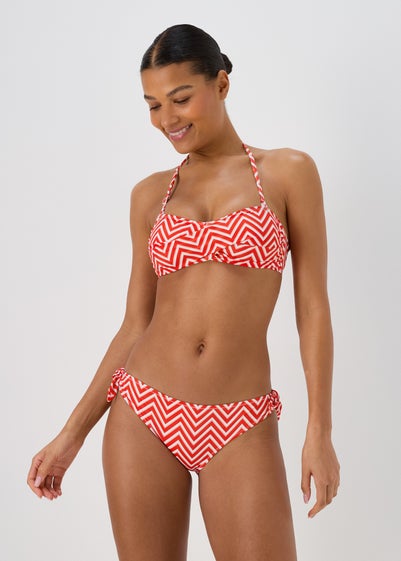 Orange Twist Stripe Bikini Top - Size 6