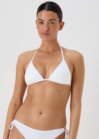 White Triangle Rib Bikini Top - Size 6