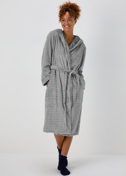 Grey Cable Dressing Gown