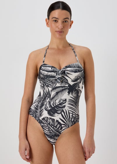 Monochrome Palm Leaves Swimsuit - Size 8