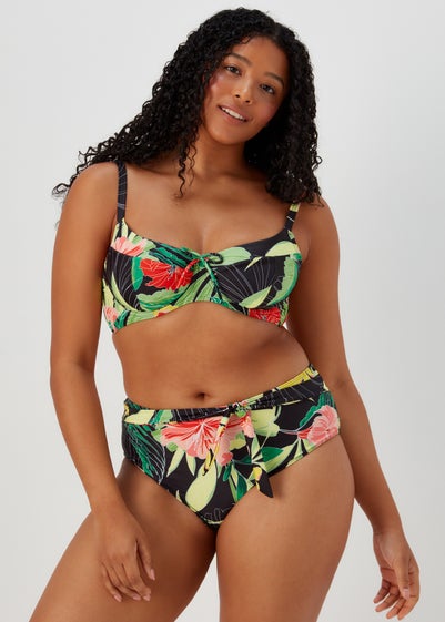 Multicoloured Print Tie Waist Bikini Bottoms