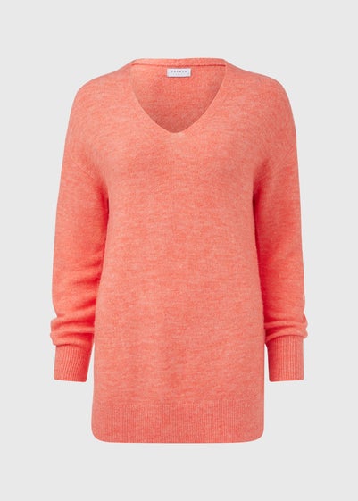 Orange Spandex V Neck Jumper