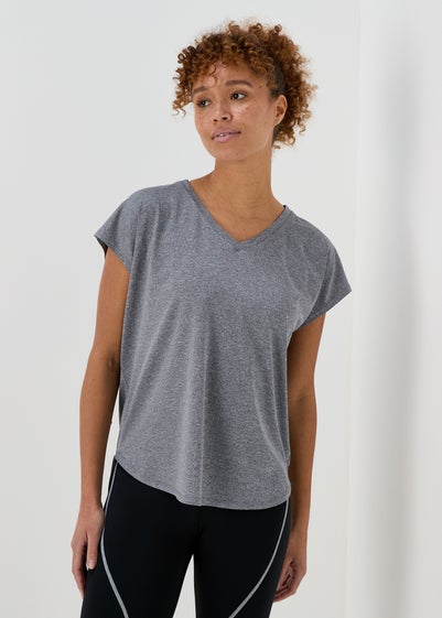 Souluxe Charcoal V Neck T-Shirt - Small