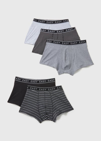 5 Pack Grey Hipster Trunks