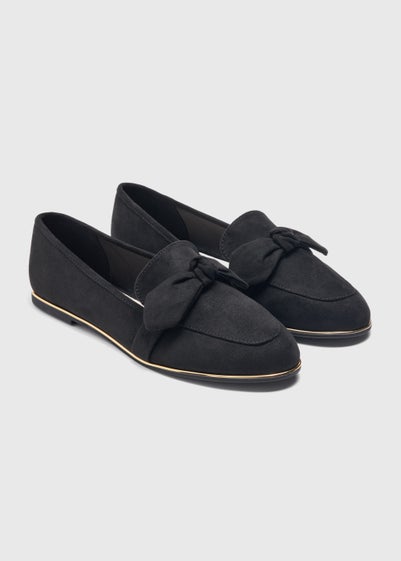 Black Wide Fit Bow Loafers