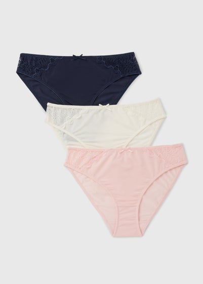3 Pack Multicoloured High Leg Knickers - Size 8