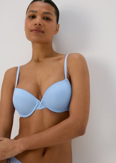 2 Pack Blue & Cream Plunge Lace Bra