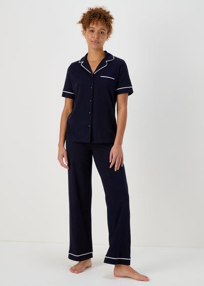 Navy Short Sleeve Pyjama Set - Extra small