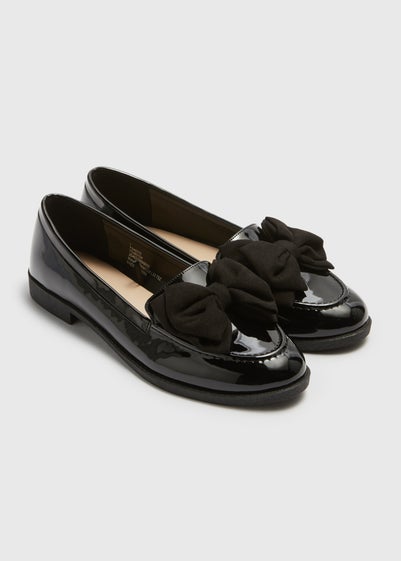 Black Bow Loafers - Size 3