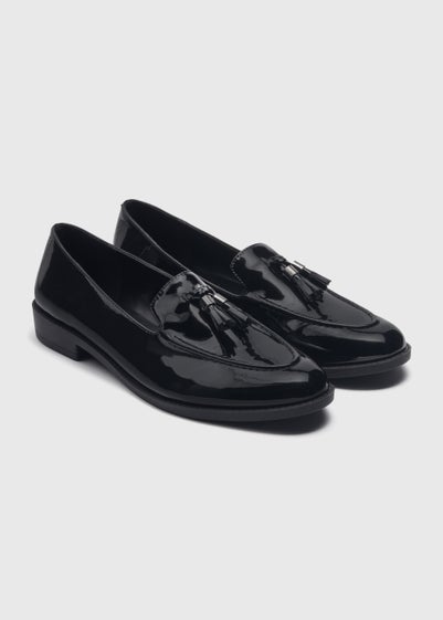 Black Patent Tassal Loafers - Size 3