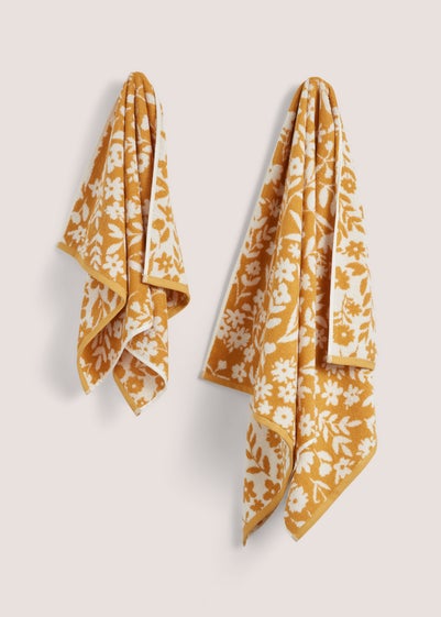 Yellow Floral Cottage Towel (500gsm) - Hand Towel