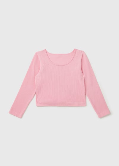 Girls Pink Seamless Long Sleeve Top (7-15yrs) - Medium