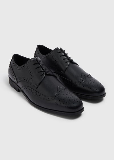 Black Chisel Brogue Shoes - Size 6