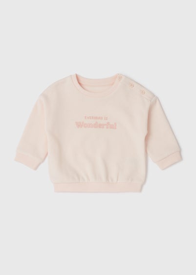 Baby Pink Slogan Sweatshirt (Newborn-23mths)