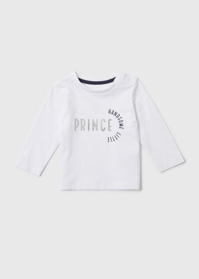 Baby White Little Prince Slogan T-Shirt (Newborn-23mths) - Newborn