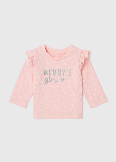 Baby Pink Mummy's Girl Slogan Long Sleeve T-Shirt (Newborn-23mths)