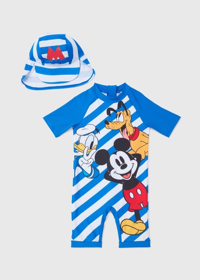 Kids Mickey Mouse Swimsuit & Hat Set (6mths-5yrs) - Age 6 - 9 Months