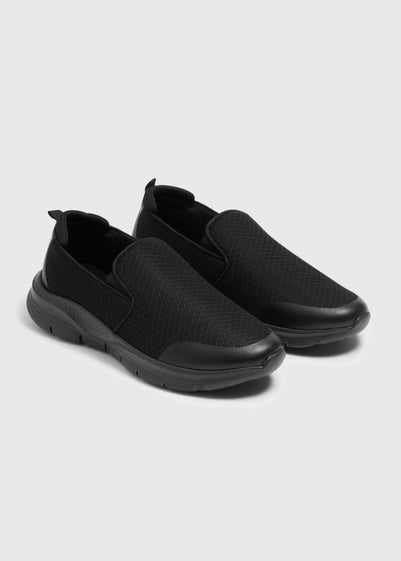 Black Mesh Slip On Trainers